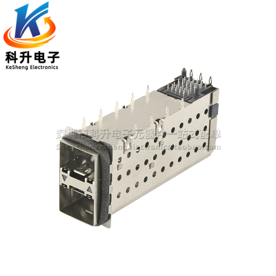 2007538-7 全新进口 双口光纤接口外壳插座2X1双层 SFP笼子连接器