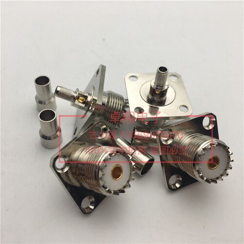 UHF-KF-3射频接头50欧姆M母头带法兰 铜材SL16母座接50-1.5同轴线