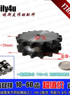 5分43牙双排片链轮 10A-2-43T双排平片 外径223 厚26 高频淬火