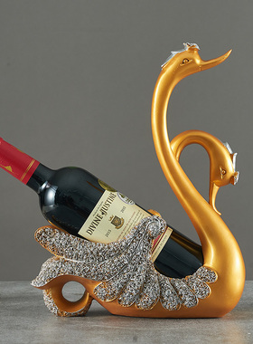 欧式创意天鹅红酒架美式家居装饰品客厅酒柜电视柜摆件简约现代