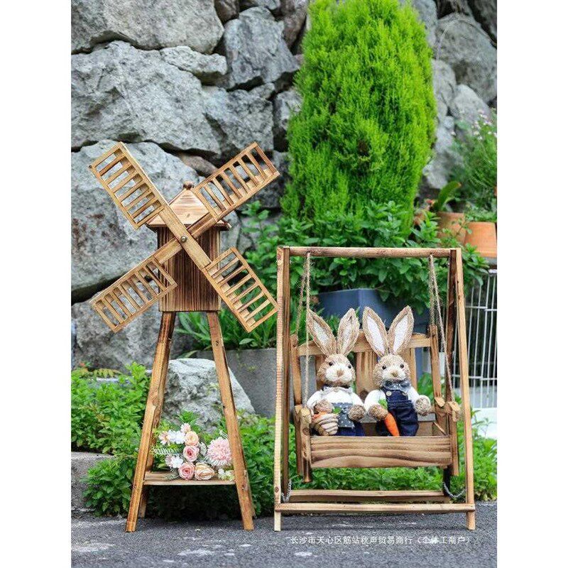 【直播推荐】户外庭院花园装饰木制花器摆件阳台落地花架幼儿园造