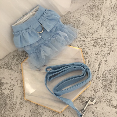 宠物牵引绳狗狗蝴蝶结胸背带外出遛狗神器泰迪猫咪仙女网纱遛猫绳