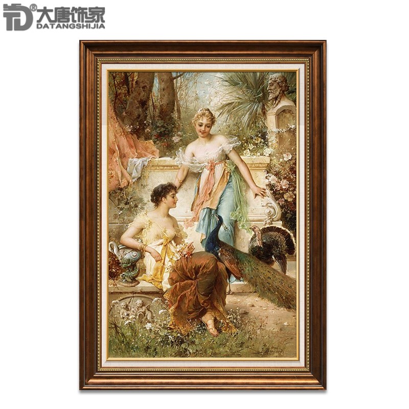 纯手绘油画客厅挂画酒店配画装饰画欧式古典天使油画宫廷人物RW03