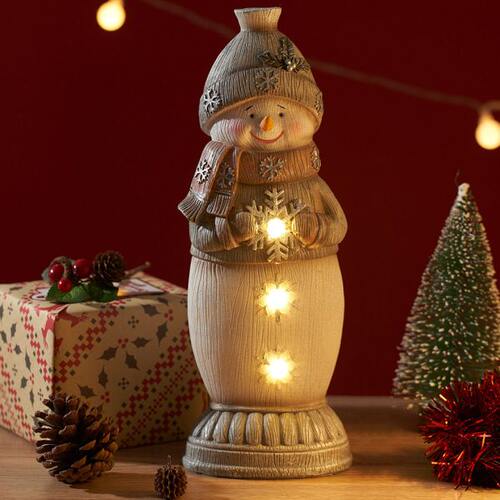 圣诞新款雪人摆件家居房间桌面发光装饰品摆件欧式树脂工艺品