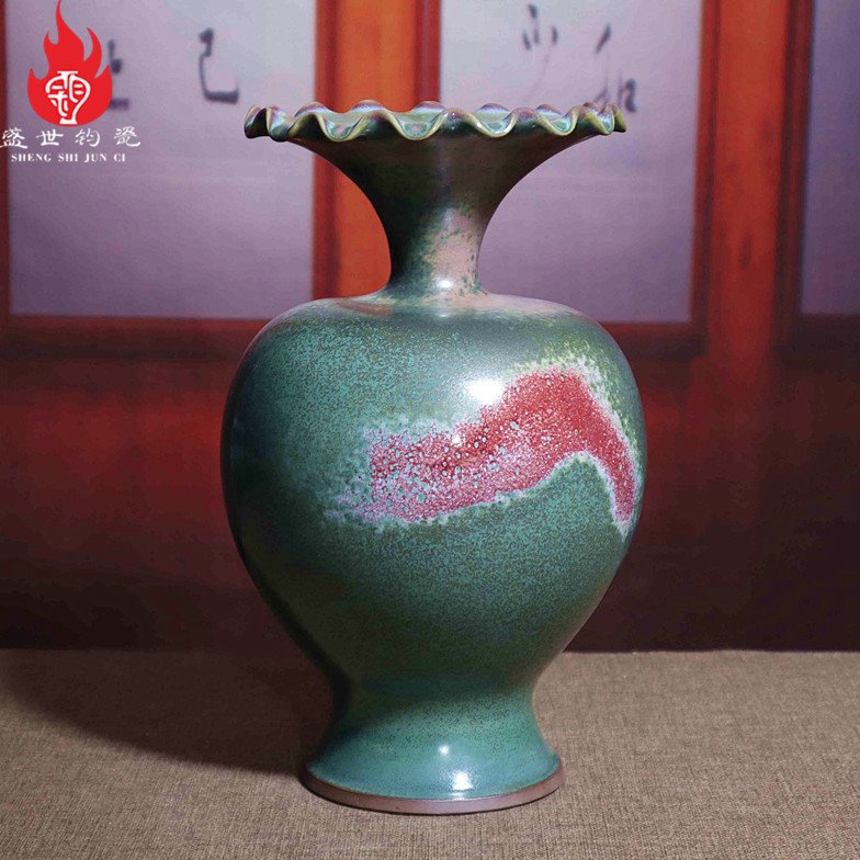 神垕镇钧瓷花瓶全手工手拉坯中式简约创意钧窑陶瓷插花器装饰摆件