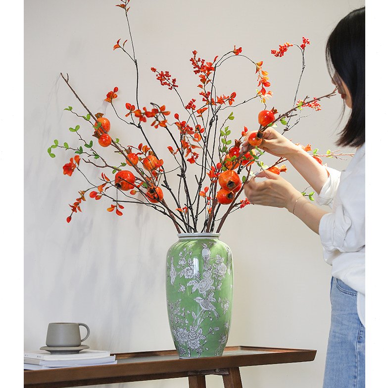 芙菡居品新中式淡青瓷【绿野仙踪】大号陶瓷花瓶客厅玄关装饰摆件