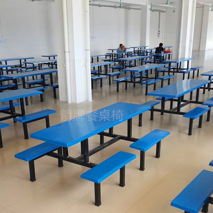 八人位工厂员工饭堂连体餐桌椅4人6人8人学校学生食堂吃饭桌组合