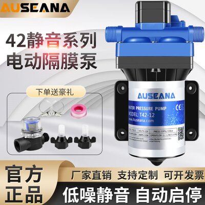 T42款静音房车水泵12V24V直流电动隔膜泵自吸泵船用抽水泵加压泵