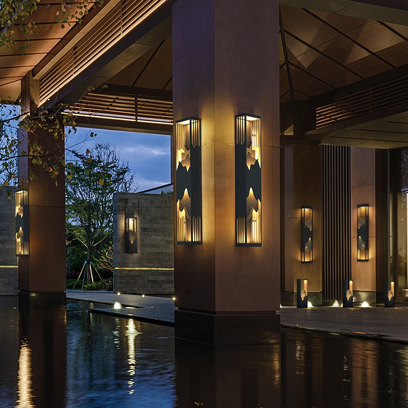 新中式户外壁灯太阳能长条庭w院灯别墅大门两侧室外走廊防水外墙