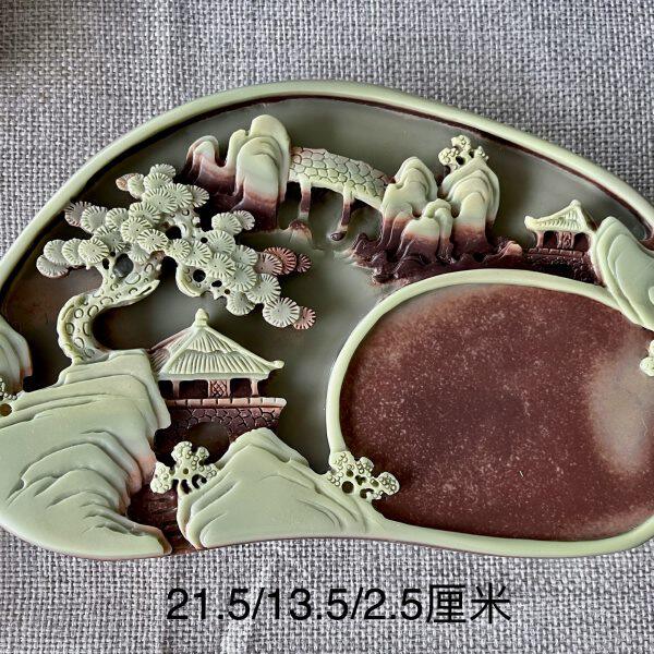 精品易水砚砚台石头摆件正宗梵净山紫袍玉带石易水砚石纯手工雕刻