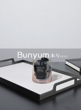 简约轻奢手提皮质金属r装饰收纳托盘样板间客厅茶几桌面摆件