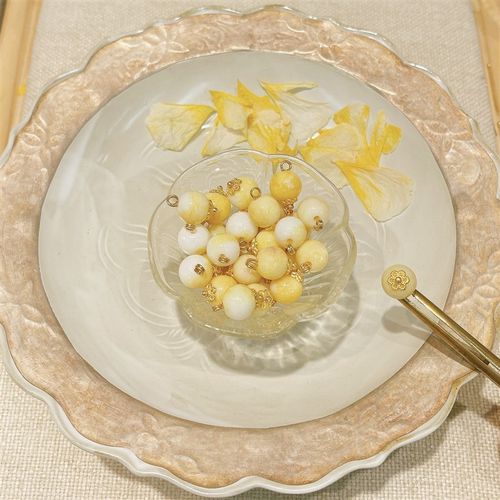 新中式国风汉服旗袍辅料10mm乳白渐变黄圆珠纽扣