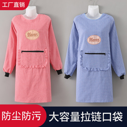 围裙纯棉罩衣工作服家用厨房长袖冬季款衣服反穿衣女时尚外套上班