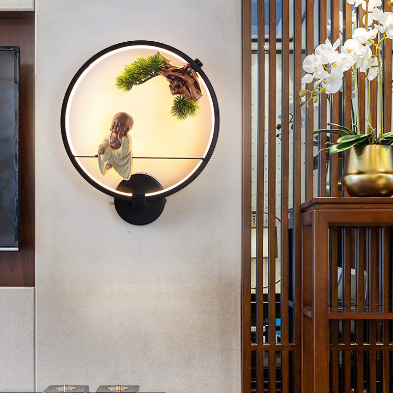 新中式壁灯客厅背景墙灯禅意中国风酒店会所走廊个性卧室灯具