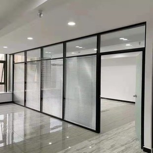 武汉办公室玻璃隔断墙钢化双玻内置百叶单玻磨砂定制隔音墙