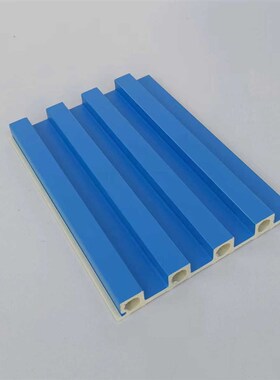 圆孔格栅板竹木纤维生态木长城广告蓝色装饰防水阻燃隔断护墙裙板