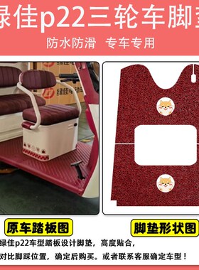 绿佳p22电动三轮车脚垫丝圈防水防滑耐磨耐脏脚踩垫踏板垫定制款