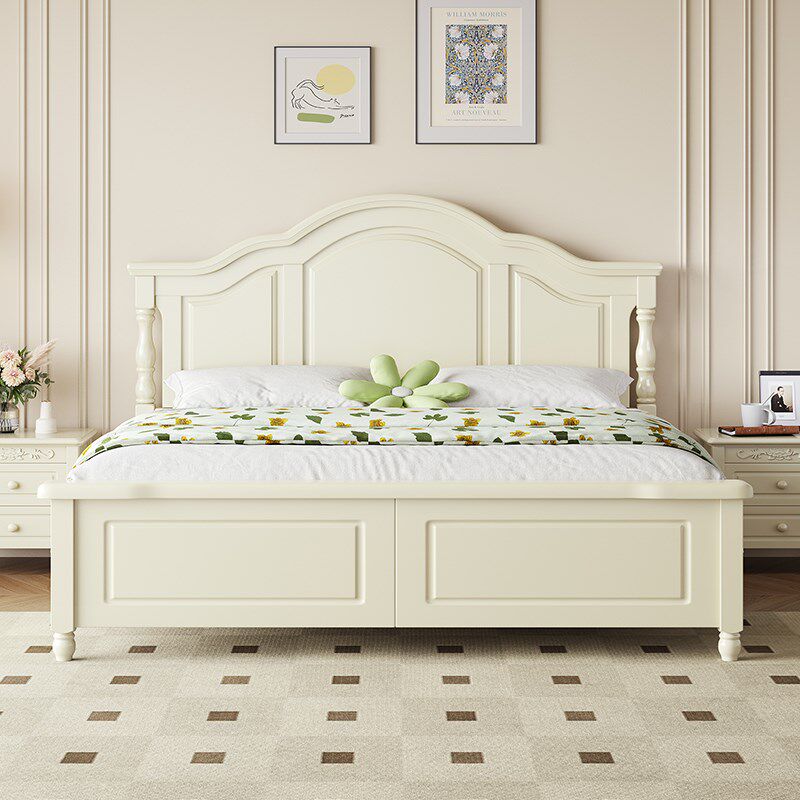 美式实木床简约 单人双人主卧室1.8米1.5m欧式白色公主床