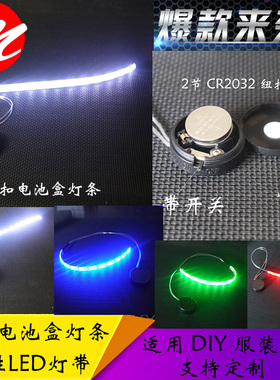 led防水5VUSB灯带演出服装发光道具纽扣电池盒带闪烁灯条6V不插电