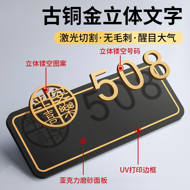 亚克力门牌号码牌家用入户门装饰定制高级感轻奢酒店民宿包厢包间