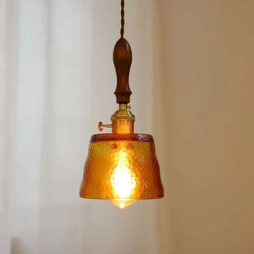 复古中古小吊灯胡桃木法式吧台餐厅民宿网红单头卧室温馨床头灯具