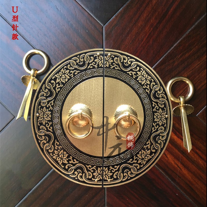中式仿古橱柜拉手明清家具铜配件纯铜圆形书柜衣柜门窗柜门铜拉手