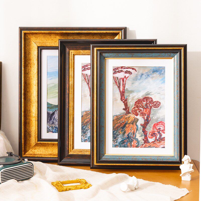 美式复古大画框装裱16 20寸4开8K大相框空框挂墙a4a3油画框架定制