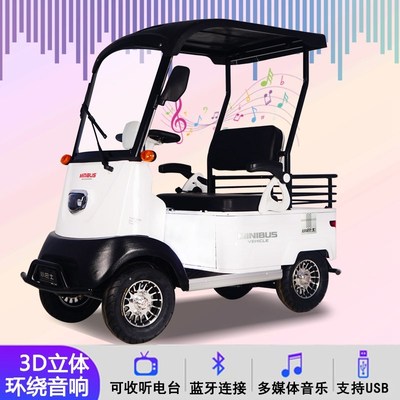 小巴士新款X2双人座单排小巧电动四轮车老年代步车残疾人载货老人
