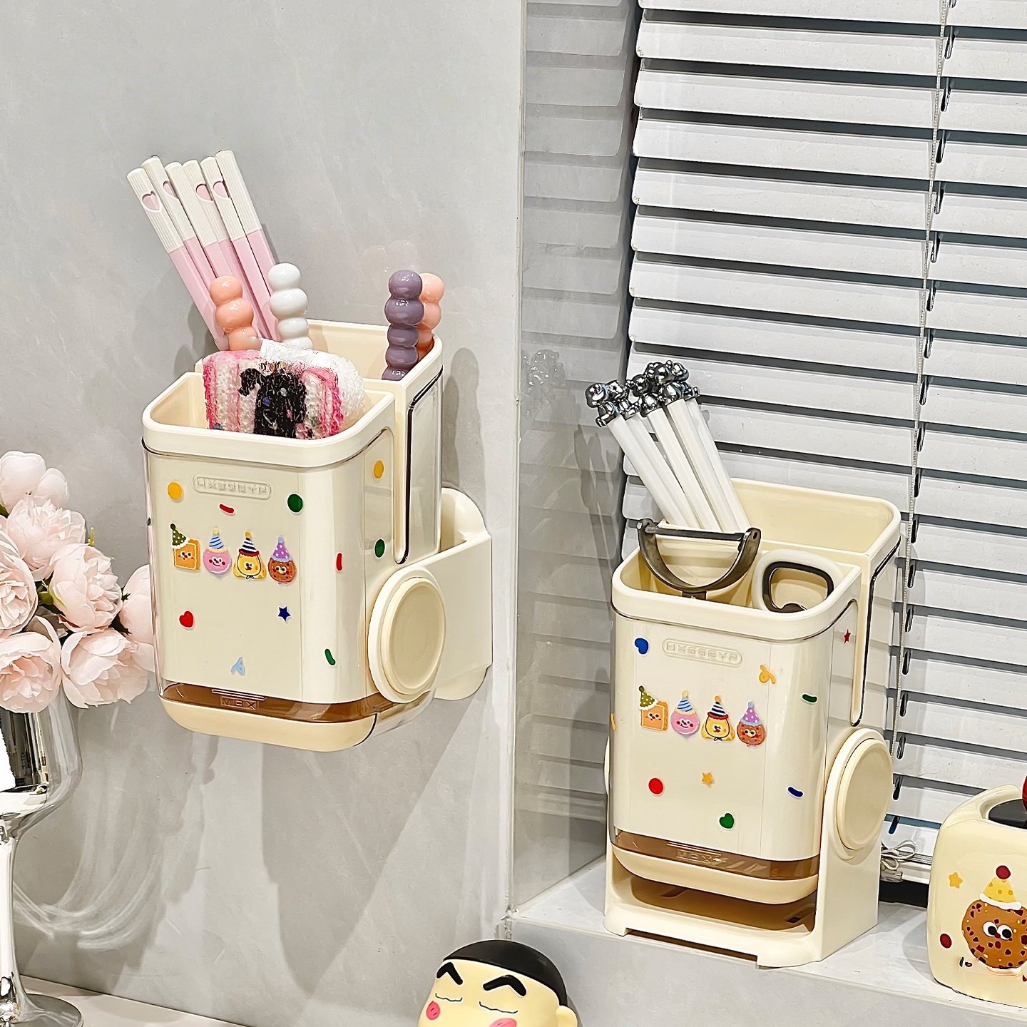 筷子筒壁挂式免打孔厨房置物架筷笼筷篓筷勺子收纳架筷子收纳神器,餐饮具,筷子架,淘宝优惠券,粉丝福利购,淘宝优惠卷