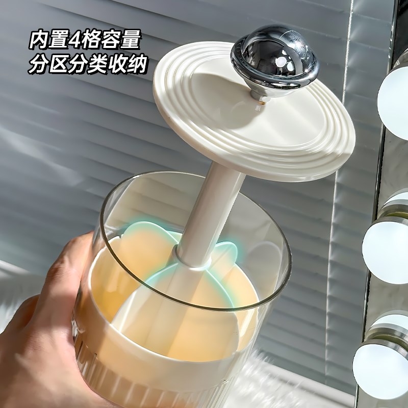 新款自动升降按压化妆刷收纳筒梳妆台桌面化妆品收纳盒眉笔刷子桶