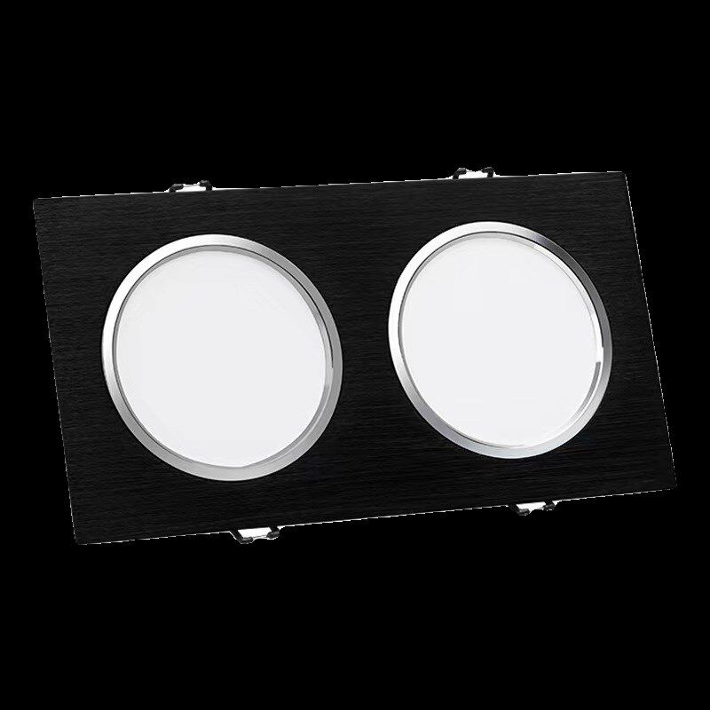 黑色双头led筒灯嵌入式吊顶格栅灯斗胆灯12W长方形天花灯过道射灯