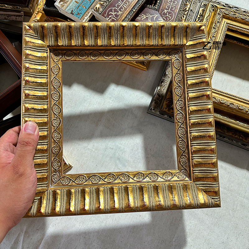 乙霏家居美式法式中古复古条纹竖纹金色欧式拼图油画实木相框画框