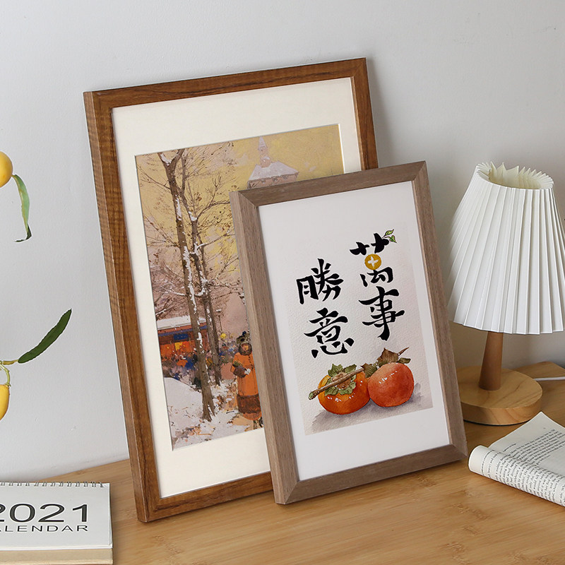 实木相框挂墙16寸20寸24海报8K开4k拼图框架A3定制儿童装裱画框a4