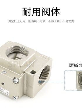 大型三通螺纹真空电磁阀VPA3185/3165-10A气动式