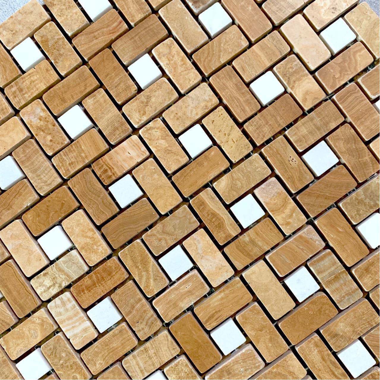 木纹石复古花砖卫生间民宿地砖天然大理石材马赛克瓷砖拼图背景