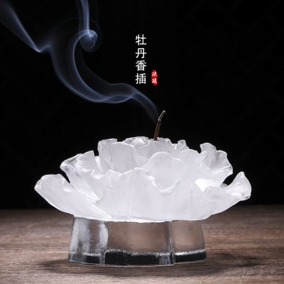 琉璃香插牡丹花创意摆件居家客厅办公装饰摆放线香香座香器用品