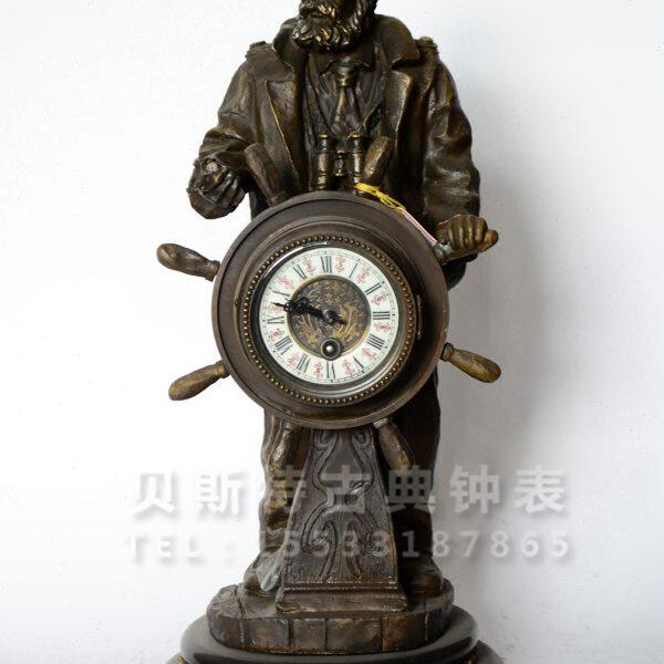 欧式古典铸铜领航者铸铜钟|做旧船长机械钟表|仿古钟表别墅会所钟