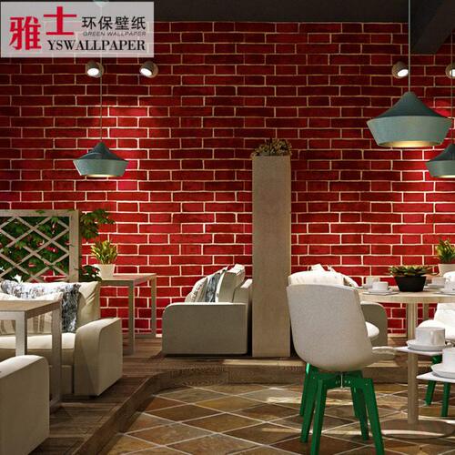 3D复古红砖青砖仿古砖头砖纹砖块墙纸非自粘店铺装修饭店壁纸仿砖