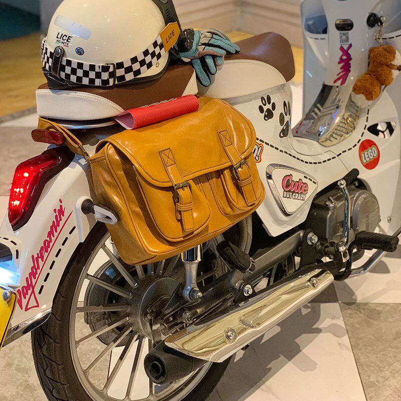 踏板车尾架侧h边护杠包后尾箱包电动车前置物兜神器防水挂包