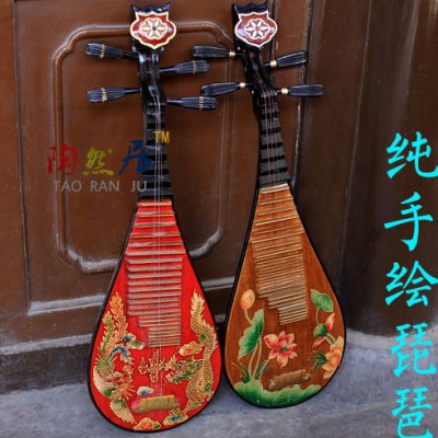 手工彩绘中式古典家装彩绘琵琶婚姻用品民族乐器影楼拍摄影视道具
