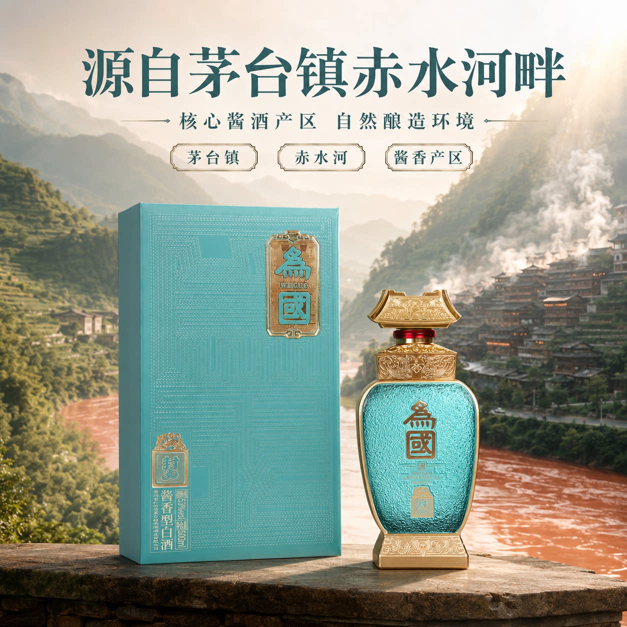 为国封30酱酒 酱香型53度贵州高度白酒纯粮食坤沙酒500ml一箱六瓶