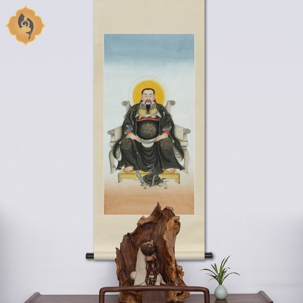 工笔人物国画玄武真武大帝画像水陆画玄关新中式卷轴画框装饰挂画