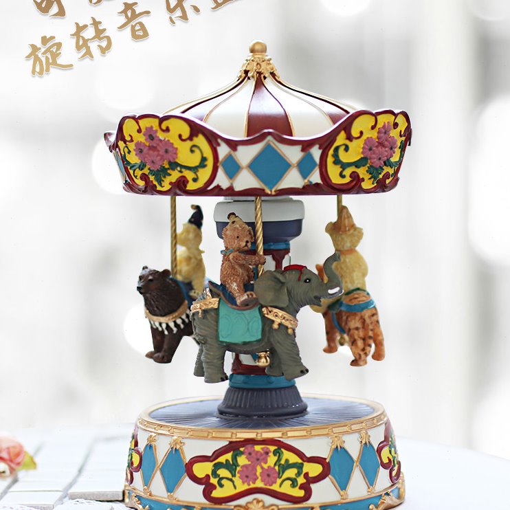 旋转木马复古音乐盒八音盒发条女生的生日礼物女孩男孩儿童情人节