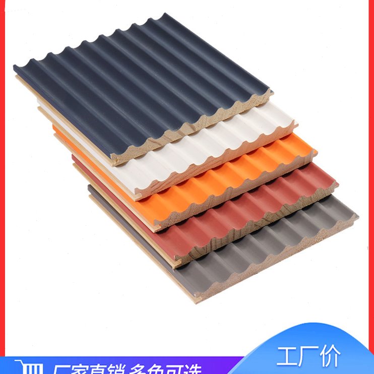 实木格栅板小波浪护墙板细圆内凹弧形长城板沙发电视背景墙装饰板