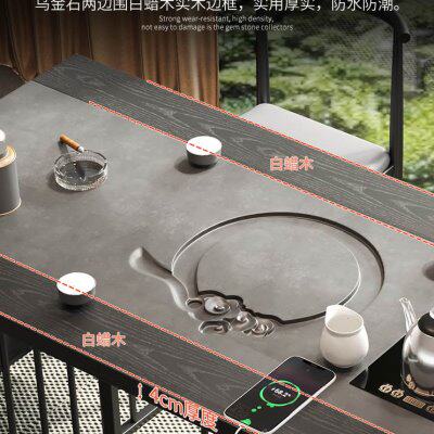 现代休闲阳台茶桌椅组合带抽屉茶几桌客厅家用石材办公室茶台茶具