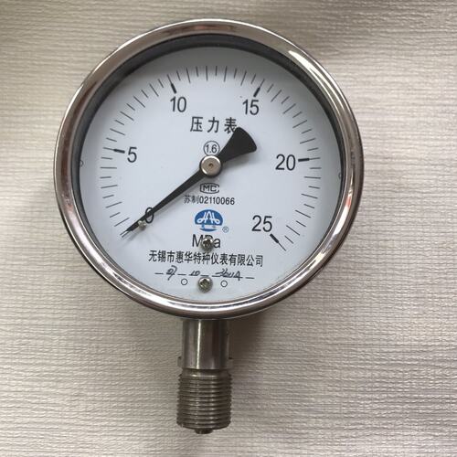 Y-100BF 0-25MPA 不锈钢压力表 25kg YF-100 100MM 径向 M20X1.5