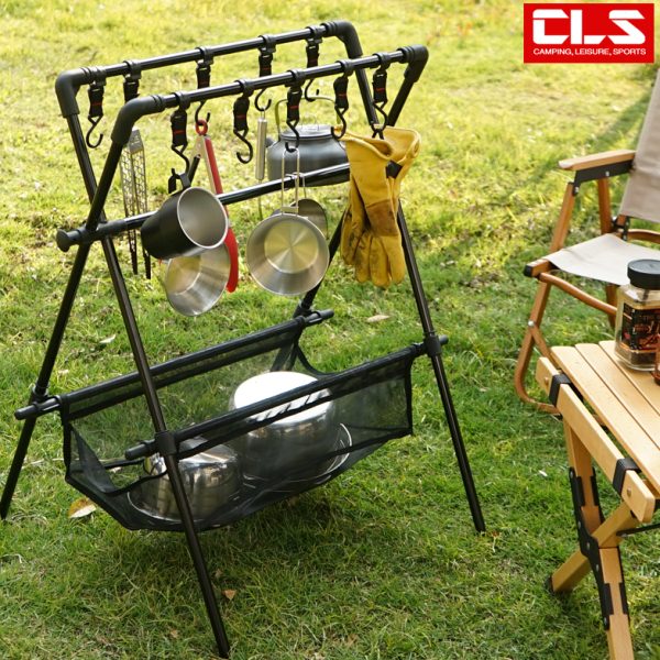 户外露营折叠置物架野营自驾游车载晾衣架晒网晾晒支架储物收纳架