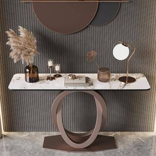 意式 饰条案入户进门玄关柜 轻奢岩板玄关台桌子岩板靠墙窄端景台装