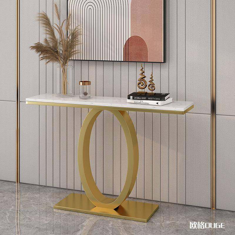 铁艺大理石玄关桌轻奢现代简约玄关台靠墙窄条案玄关柜入户端景台