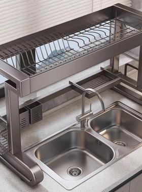 水槽置物架枪洗水池收纳碗碟台面碗盘灰色巜厨房多功能碗架沥水架